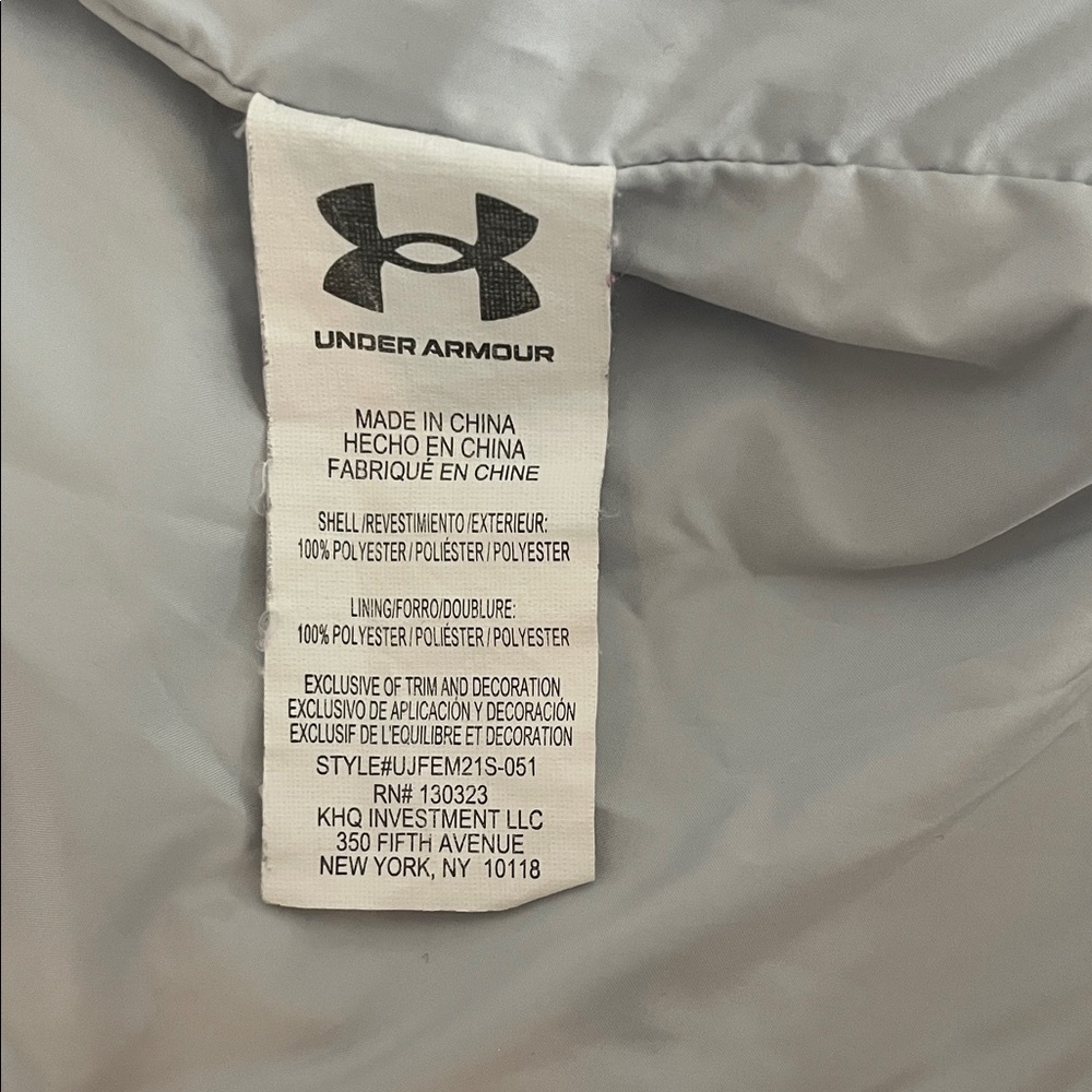 Girl’s Under Armour Light Gray Faux Fur Hooded Jacket - Picture 7 of 7